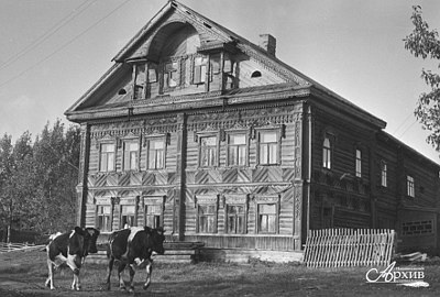 Дом Дубровина в деревне Большая Сельга. Олонецкий район, 1983 г. Автор съёмки Л. Грабина