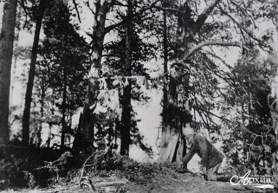 Курган на могиле Ивана Рокаччу. д. Тикша, 1926 г. Автор съёмки А.М. Линевский